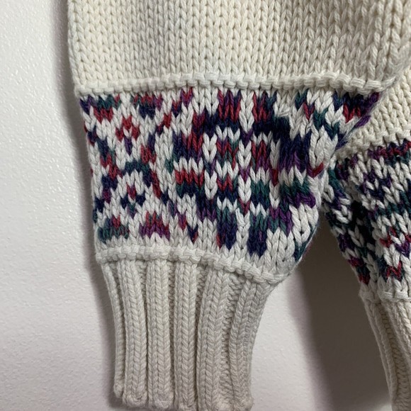 Vintage Winona Knits Snowflake Sweater Winter White Cotton Crewneck Pullover M - Picture 9 of 12